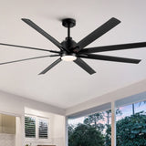 ZNTS 72" Supper Large Integrated LED Light Ceiling Fan with Black ABS Blade 35538391