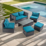 2pcs armless sofa 2pcs footstool 1pcs double sofa 1pcs coffee table with storage black rattan 65593087