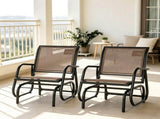 2-Piece Metal Glider Chair Set, Breathable Mesh Swing Chair with Curved Armrests, for Garden, 46650993