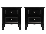 2pcs Country Style Two-Tier Night Tables Large Size Black 71235334