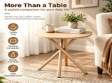 Modern Round Side Table with Crossed Metal Legs, 23.6" Small Accent End Table with Adjustable Feet, 48245922