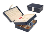 2 Layer Jewelry Box PU Leather Jewelry Organizer Case with Drawer Blue 54623240