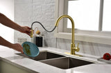 Touch Kitchen Faucet with Pull Down Sprayer-Brushed Gold 12755928