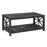 47 Inch Modern Coffee Table with Storage Shelf, Farmhouse Rectangle Living Room Center Table for W1445P162745
