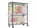 Heavy Duty Closet Garment Rack,3-Tier Adjustable Metal Freestanding Clothes Rack with 2 Rods and 49128303