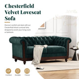 ZNTS VIVALUX 59.44" Chesterfield Velvet Loveseat Sofa,2-Person Rolled Arm Dutch Plush Upholstered Sofa N762P178705F