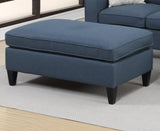 ZNTS Reversible 3pc Sectional Sofa Set Navy Tufted Polyfiber Wood Legs Chaise Sofa Ottoman Pillows B01149073