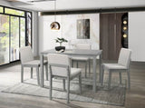Grey Finish 5pc Room Set Table 4x Chairs Beige Fabric Chair Seat Kitchen Breakfast B011118999
