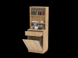 Tall Narrow Fluted Storage Cabinet with 10-Gallon Hidden Trash Bin Compartment, Freestanding W2557P492719