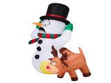 3.5FT Lighted Christmas Inflatable Decoration, Inflatable Snowman and Naughty Reindeer, Funny Blow 66447030