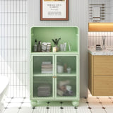 45.28" H Cabinet, Bathroom Floor Cabinet with Glass Door and Shelves, Freestanding Display W757P205952