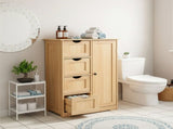 Natural wood color, MDF with melamine veneer, 56*30*80cm, 4 drawers, 1 door, bathroom vanity 73377159
