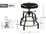 Vintage Faux Leather Counter-Height Bar Stool with Metal Legs for Kitchen Restaurant, Black 91201469
