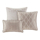 7 Piece Chenille Jacquard Comforter Set Taupe Queen B03597089