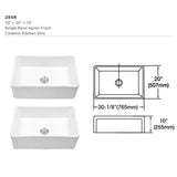 30 x 20 inch ceramic Farmhouse Apron-Front Kitchen Sink Single Bowl White JY285R