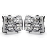 ZNTS Pair Chrome Headlights Clear Lens For 2007-2013 Chevy Silverado 1500 2500 3500 94989568