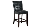 Modern Counter Height Chairs Black Faux Leather Tufted Set of 2 High Chairs Dining Seating B011130016