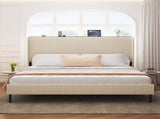 King Size Platform Bed , Metal Bed Frame with Charging Station, No Box Spring Needed, , Noise W636P288882