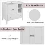 ZNTS 30" Bathroom Vanity Base Only, Solid Wood Frame, Bathroom Storage Cabinet with Doors and Drawers, 89903738