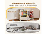 Kids Bookshelf with Basket, 33" x 32" Storage Shelf with Fabric Bin, Ideal for Books, Toys, 87746940