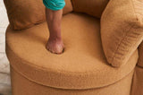 029-Teddy Fabric Swivel And Storage Chair With Back Cushion For Living Room,Khaki W527P166252
