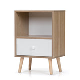 Mid-Century Wood Nightstand Set of 2, Bed Sofa Side Table with Drawer and Shelf, Modern End Table W2181P147509