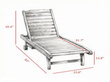 Reddish Brown 3-Position Reclining Outdoor Chaise Wooden Pool Lounge with Built-in Side Table & 28850754