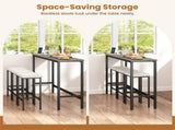 4 Piece Counter Height Bar Table Set with Charging Station & USB Ports, Gray Pub Table with 3 Stools 39030485