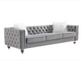 Gray, Three-seater Sofa, Velvet Crystal Buckle Upholstery Sofa, Crystal Feet, Removable Cushion, Two 57265438