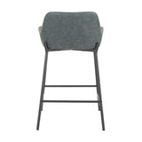 Daniella Industrial Counter Stool in Black Metal and Green Faux Leather by LumiSource - Set of 2 B202P221716