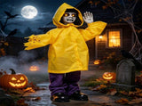 Halloween Animatronic Haunted Boy Prop Glowing Eyes & Moving Arms, Sound Activated Zombie Boy 27227645