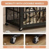 Furniture style dog crate wrought iron frame door with side openings, Grey, 43.3''W x 29.9''D x W1162119832
