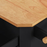 K&K 56 inch Kitchen Island with Rubber Wood Veneer Drop Leaf, Power Outlet, 4 Door Shelves, Embossed N707P266184B