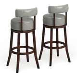 Sherly Set of 2 Bar stool 30" Swivel Stool Dark Oak Solid wood Dark Gray Leatherette Chairs Dining B01152174
