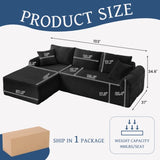 Full-Compression Chaise Lounge Set Modular Corduroy Sectional with Arched Armrests, Non-Slip Base, 92584899
