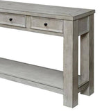 ZNTS Sofa Table Antique White Rustic Solid wood Storage Table Open Shelf Bottom Living Room 1pc Side B01143443