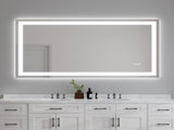 55x30" Frameless Eco-Friendly Silver Mirror Dual LED Light Strips Front and Back LightingUnable 86556548