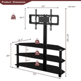 ZNTS Black Multi-function TV Stand Height Adjustable Bracket Swivel 3-Tier 32486267