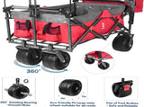 Collapsible Wagon Heavy Duty Folding Wagon Cart with Removable Canopy, 4" Wide Large All Terrain 45874438
