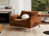 Pasadena 36" Wide Modern Farmhouse Accent Arm Chair, Burnt Orange Performance Velvet B2719P385739