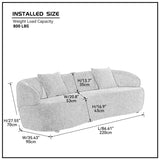 Blue Mid Century Modern Curved Sofa, 3 Seat Cloud couch Boucle sofa Fabric Couch for Living Room, W87679951