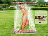 Rectangular Outdoor Shower Panel, Freestanding WPC & Aluminum Garden Shower with 22 Nozzles, High 82902340