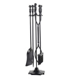 5 Pcs Iron Fireplace Tools Set,7.28L x 7.28 Wx 31.9H in,Black 24696461