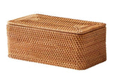 Brown Rattan Organizer Basket with Lid 71232837
