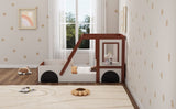 Fun Play Design Twin Size Car Bed, Kids Platform Bed in Car-Shaped for Kids Boys Girls Teens,White WF312561AAK