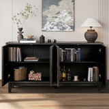Mid Century Sideboard Buffet Cabinet with Solid Wood Legs 60" Kitchen Storage Cabinet Credenza with W1445P173033