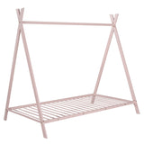 House Bed Tent Bed Frame Twin Size Metal Floor Play House Bed with Slat for Kids Girls Boys , No Box WF286773AAH