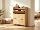 () 3-Drawer Shoe Cabinet with Top Grille Panel MDF Door Panels with 79411782