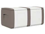 53 Gallon Large Outdoor PP Deck Box Waterproof Storage Box with Lockable Lid & Side Handles-Beige 53661892