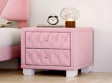 Elegant Velvet Nightstand with 2 Drawers and Crystal Handle, Storage Bedside Table with 65270189